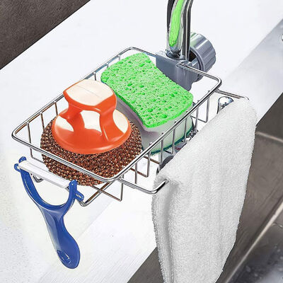 Support Grey Modern d'éponge de robinet de cuisine d'acier inoxydable