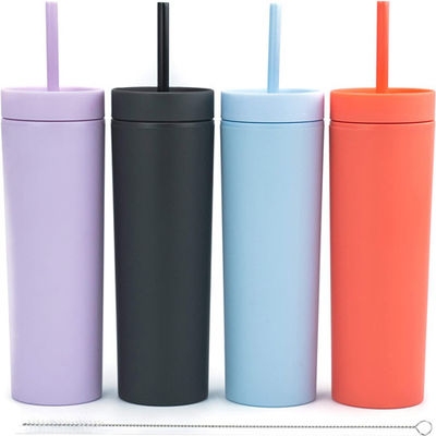 mur Matte Pastel Colored Acrylic Tumblers du double 16oz avec des couvercles et des pailles