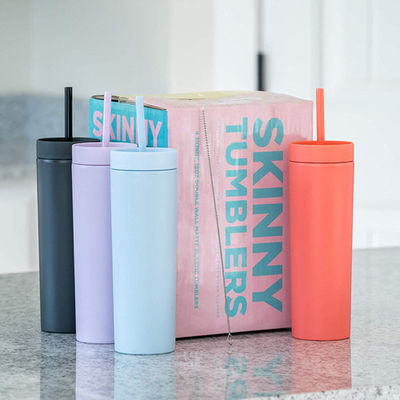 mur Matte Pastel Colored Acrylic Tumblers du double 16oz avec des couvercles et des pailles