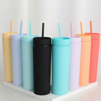 culbuteurs acryliques en plastique de mur du double 16oz réutilisables avec la paille