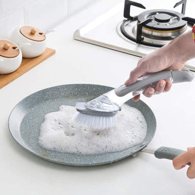 Le pot Pan Scrubbing Gray Plastic Dish d'évier de cuisine balayent avec le distributeur de savon