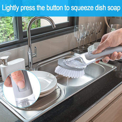 Le pot Pan Scrubbing Gray Plastic Dish d'évier de cuisine balayent avec le distributeur de savon