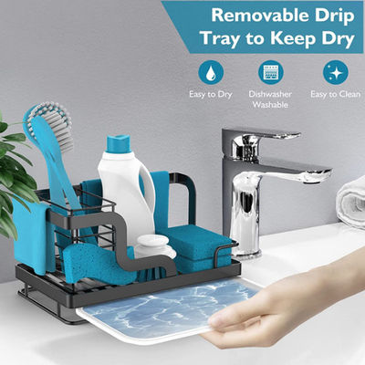 Organisateur Stainless Steel de chariot d'évier avec la casserole démontable de drain pour l'éponge