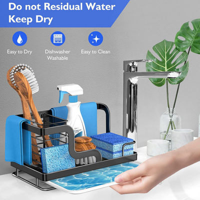 Organisateur Stainless Steel de chariot d'évier avec la casserole démontable de drain pour l'éponge