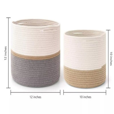 panier tissé 10" 12" de panier d'usine de corde de coton planteurs d'intérieur de plancher de pot de fleur pour le décor à la maison
