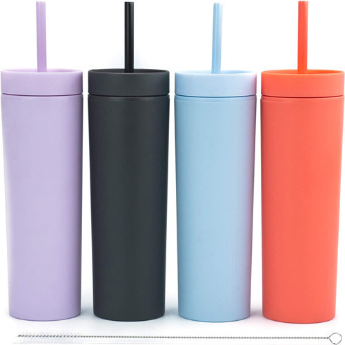 mur Matte Pastel Colored Acrylic Tumblers du double 16oz avec des couvercles et des pailles
