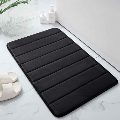 Tapis de bain en mousse à mémoire de forme en caoutchouc noir absorbant antidérapant