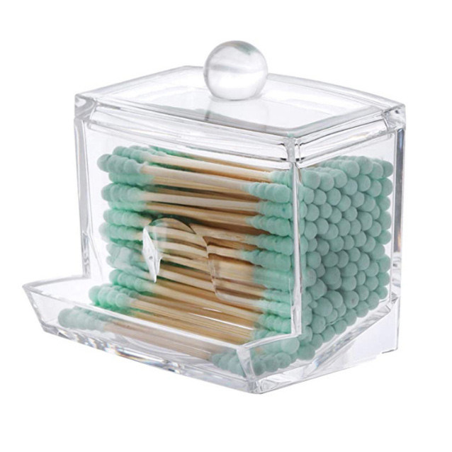 Le tampon de coton de 7 onces capitonne le support que le coton bourgeonne le pot clair d'apothicaire de distributeur de boule