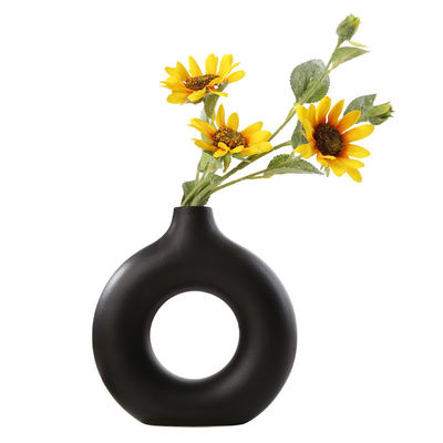 Vase rond multicolore nordique à beignet de fleur pour le décor à la maison
