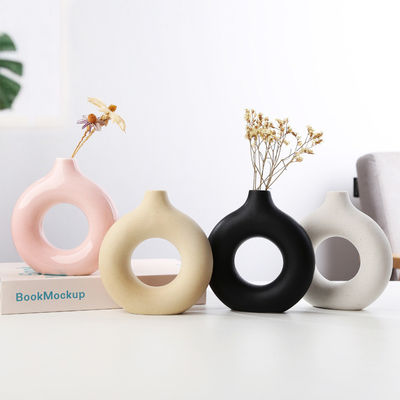 Vase rond multicolore nordique à beignet de fleur pour le décor à la maison