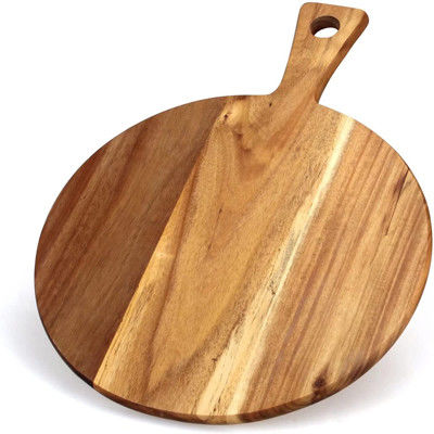 Acacia servant rond planche à découper en bois avec la poignée