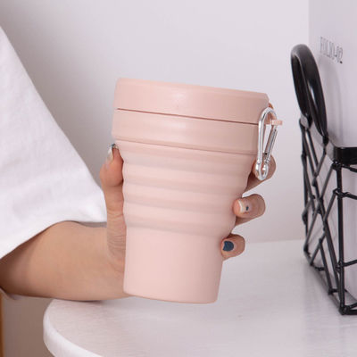 tasse de café pliable portative du silicone 16oz avec le couvercle et les pailles
