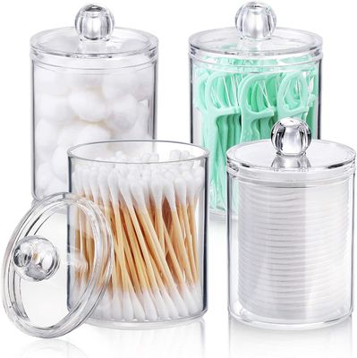 Distributeur de porte-coton en plastique transparent pour salle de bain