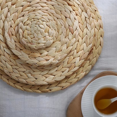 Tapis de place de Hyacinth Round Braided Rattan Woven de l'eau 25cm