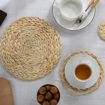 Tapis de place de Hyacinth Round Braided Rattan Woven de l'eau 25cm