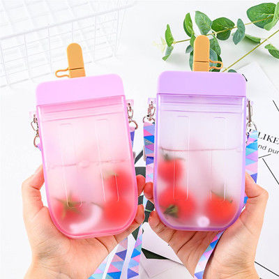 bouteille d'eau 300ml mignonne en plastique multicolore avec la paille