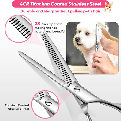 6 dans des ciseaux Kit With Safety Round Tips de 1 d'acier inoxydable toilettage de chien