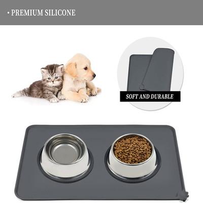 Tapis de bol en silicone gris pour chien et chat antiadhésif imperméable