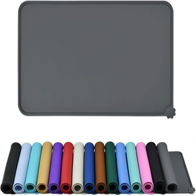 Tapis de bol en silicone gris pour chien et chat antiadhésif imperméable
