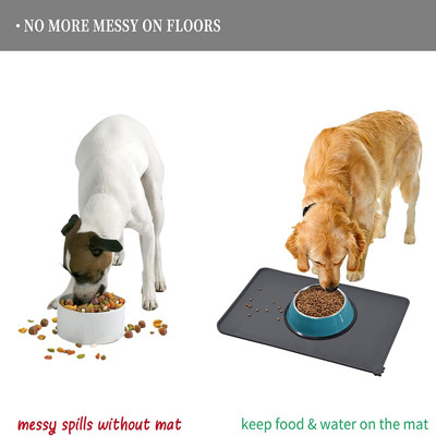 Tapis de bol en silicone gris pour chien et chat antiadhésif imperméable