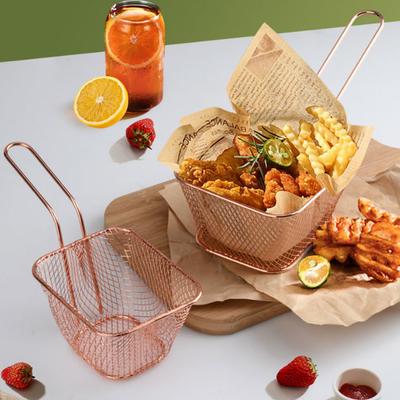 Accessoires de cuisine de panier de frites de frites d'acier inoxydable de poignée longue