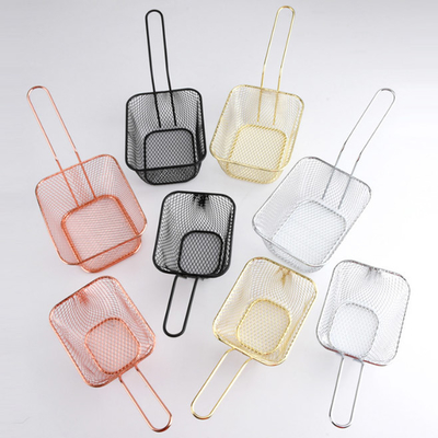 Accessoires de cuisine de panier de frites de frites d'acier inoxydable de poignée longue