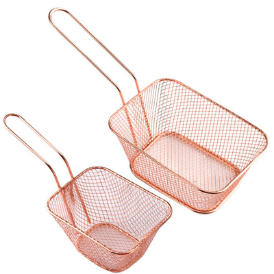 Accessoires de cuisine de panier de frites de frites d'acier inoxydable de poignée longue