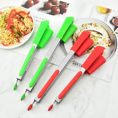 Salade en acier inoxydable Cuisson Bbq Spatule Silicone Clips 2 en 1