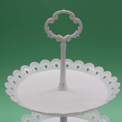 2 3 gâteaux blancs en plastique de plat de fruit de support de petit gâteau de rangée pour le mariage