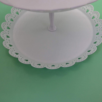 2 3 gâteaux blancs en plastique de plat de fruit de support de petit gâteau de rangée pour le mariage