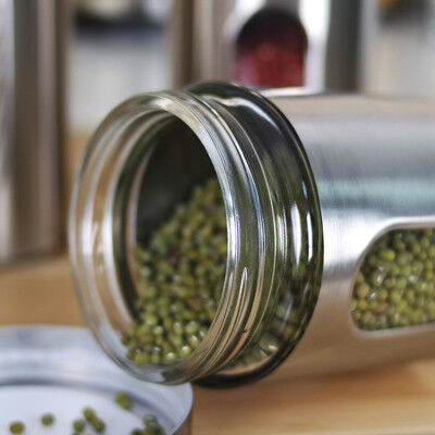 Boîte métallique argentée d'acier inoxydable de 4 morceaux réglée avec des vitraux