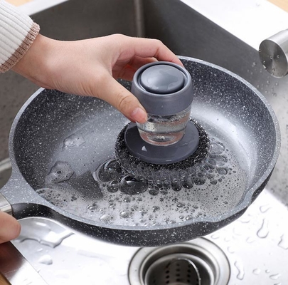 L'acier inoxydable éponge des épurateurs de laine avec le distributeur de savon