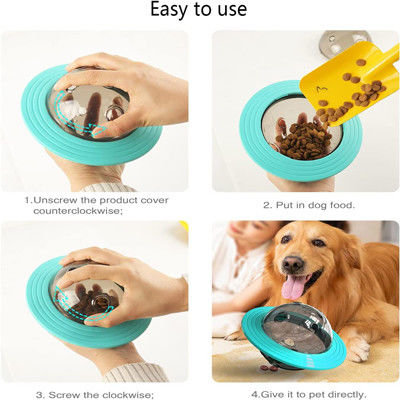 Planète en plastique bleue jaune Toy Ball Dog Flying Saucer d'animal familier