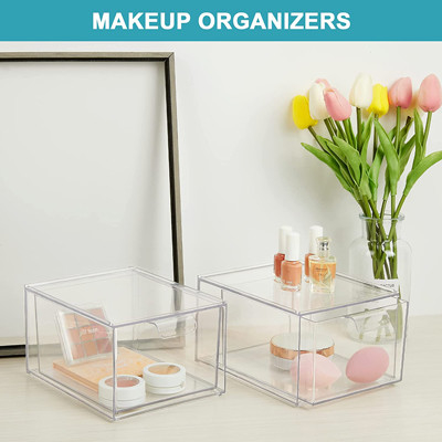 Poubelles de stockage de Storage Drawers Plastic d'organisateur de maquillage de 2 paquets empilables