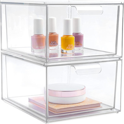 Poubelles de stockage de Storage Drawers Plastic d'organisateur de maquillage de 2 paquets empilables