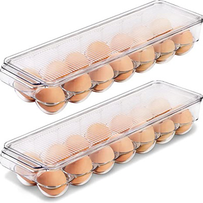 Conteneur d'oeufs de réfrigérateur de la cuisine 14PCS avec le couvercle et la poignée