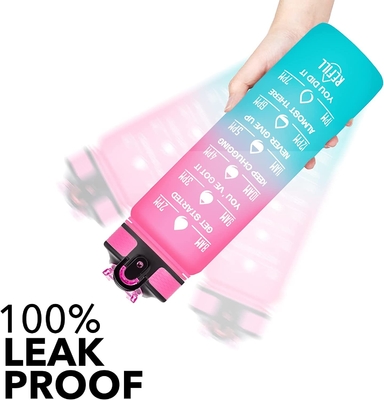 Bouteilles d'eau étanches multicolores de 32 onces motivantes avec le marqueur de temps