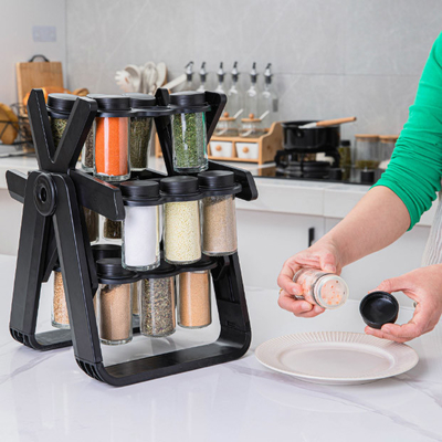 Support d'épice tournant de 360 degrés avec 18 pots et label