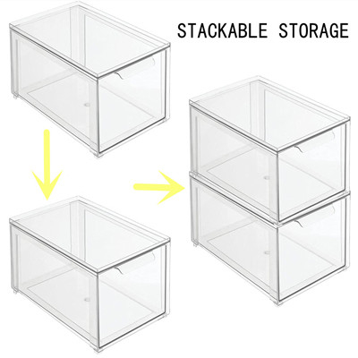 Organisateur de plastique clair empilable Drawers With Lid de maquillage multifonctionnel