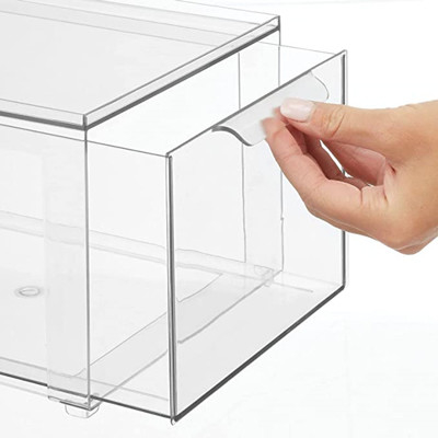 Organisateur de plastique clair empilable Drawers With Lid de maquillage multifonctionnel
