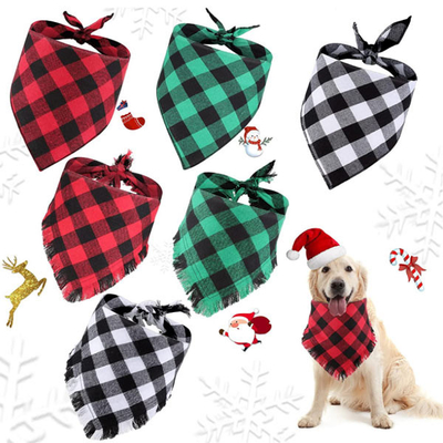 Petit coton 100% moyennement grand de Bandana de chien de plaid de Buffalo de chiots de chiens