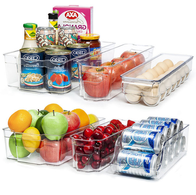 Poubelles en plastique claires libres 6pcs de boîtes de rangement de réfrigérateur de BPA