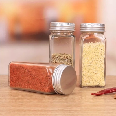 pots carrés d'épice de cuisine de 12pcs 120ml avec des couvercles de Shaker Lids And Airtight Metal