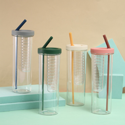 Tasses en plastique d'expresso d'OEM 700ml avec Straw And Lid