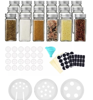 pots carrés d'épice de cuisine de 12pcs 120ml avec des couvercles de Shaker Lids And Airtight Metal
