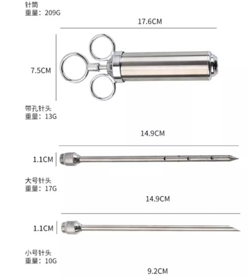 Ensemble extérieur de marinade d'injecteur d'outils et d'accessoires de BARBECUE d'acier inoxydable Turquie