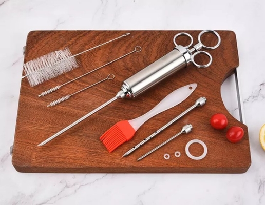 Ensemble extérieur de marinade d'injecteur d'outils et d'accessoires de BARBECUE d'acier inoxydable Turquie