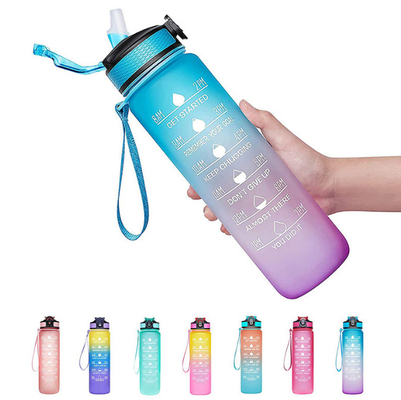la bouteille d'eau de 32 onces avec la bouteille d'eau potable libre de la paille BPA avec des heures augmentent la prise d'eau de durant toute la journée