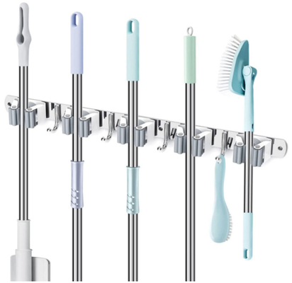 Organisateur de support mural pour vadrouille et balai en acier inoxydable de 60 cm
