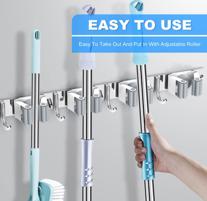 Organisateur de support mural pour vadrouille et balai en acier inoxydable de 60 cm